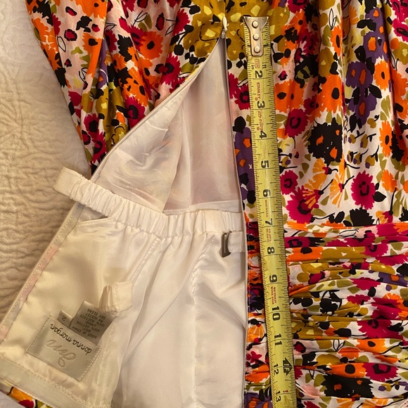 Donna Morgan Strapless Floral Dress Bright Pink/ Orange Lightweight - Picture 3 of 7